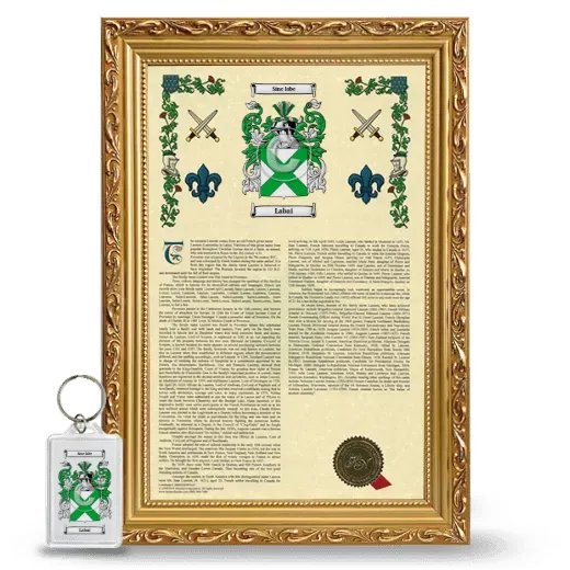 Labai Framed Armorial History and Keychain - Gold