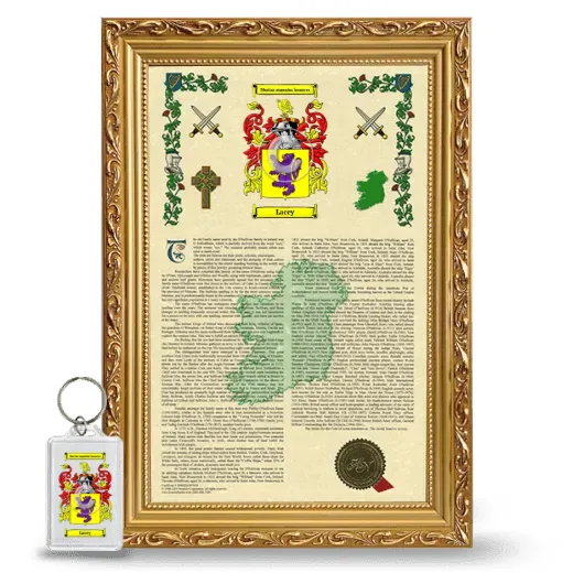 Lacey Framed Armorial History and Keychain - Gold