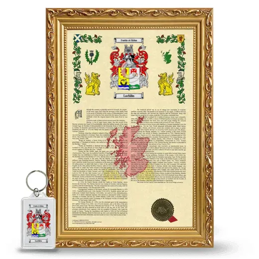 Lachlin Framed Armorial History and Keychain - Gold
