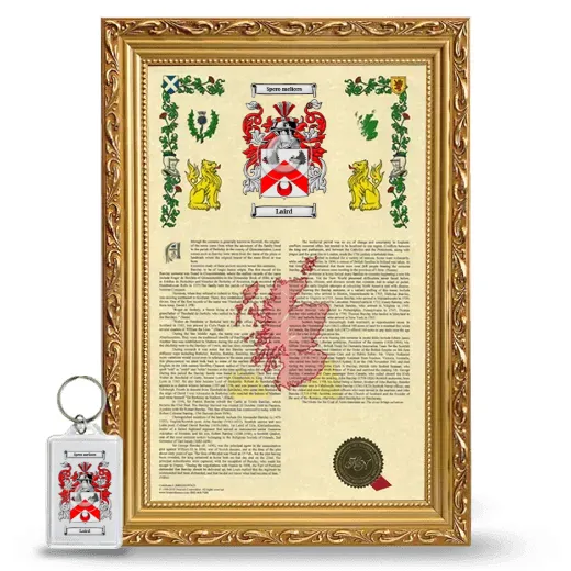 Laird Framed Armorial History and Keychain - Gold