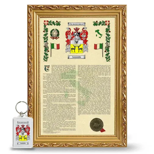 Lamantia Framed Armorial History and Keychain - Gold