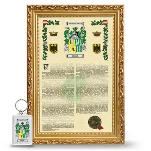 Landen Framed Armorial History and Keychain - Gold