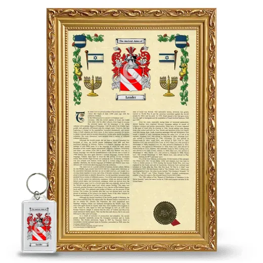 Lander Framed Armorial History and Keychain - Gold