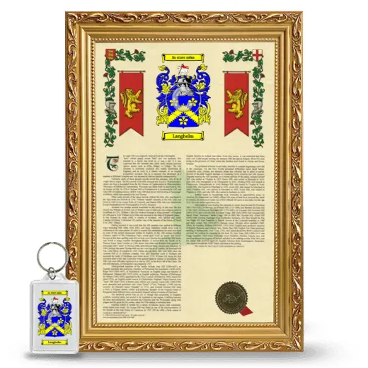 Langholm Framed Armorial History and Keychain - Gold