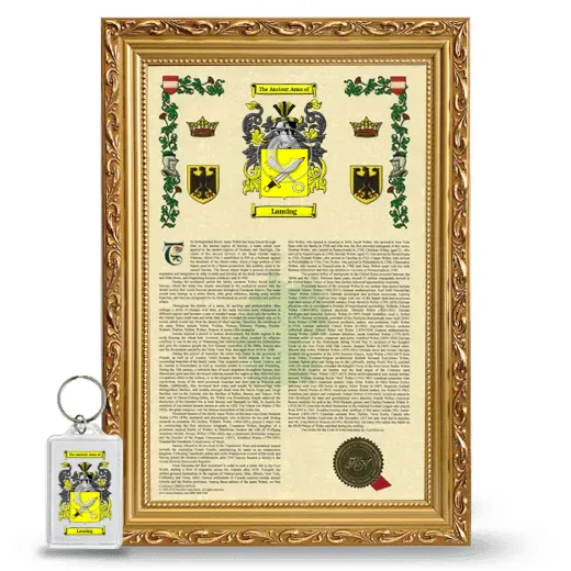 Lansing Framed Armorial History and Keychain - Gold