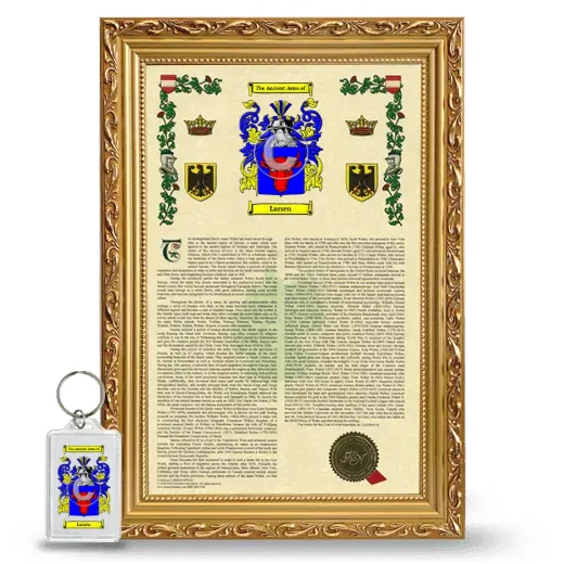 Larsen Framed Armorial History and Keychain - Gold