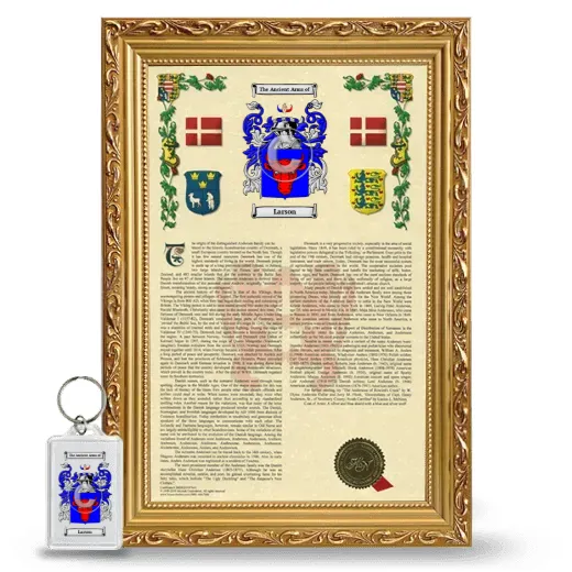 Larson Framed Armorial History and Keychain - Gold