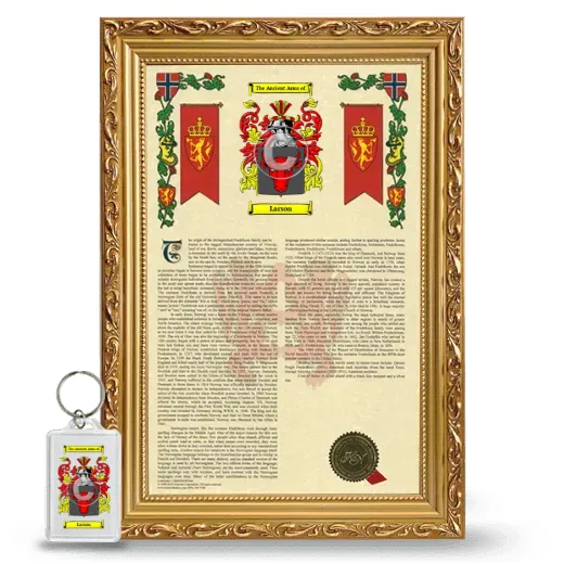 Larson Framed Armorial History and Keychain - Gold