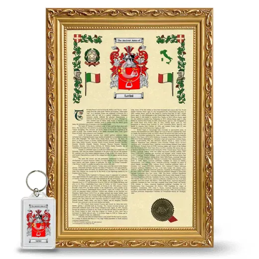 Latini Framed Armorial History and Keychain - Gold