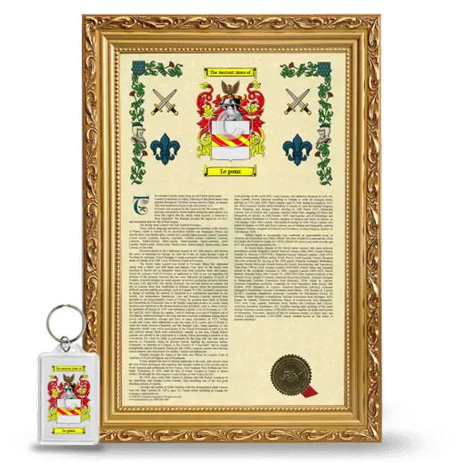 Le ponz Framed Armorial History and Keychain - Gold