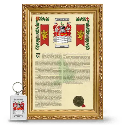 Leachy Framed Armorial History and Keychain - Gold