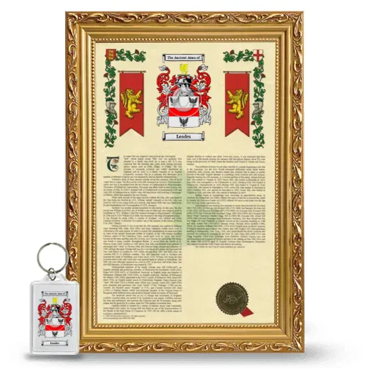 Leades Framed Armorial History and Keychain - Gold
