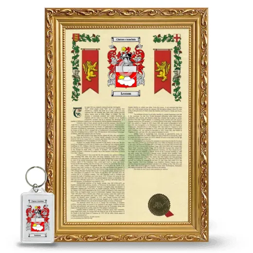 Leason Framed Armorial History and Keychain - Gold