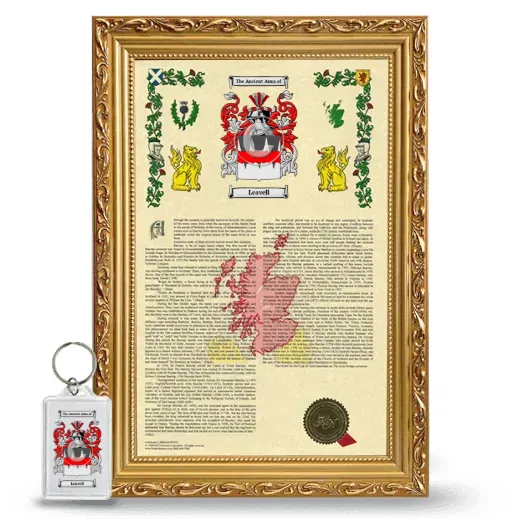 Leavell Framed Armorial History and Keychain - Gold