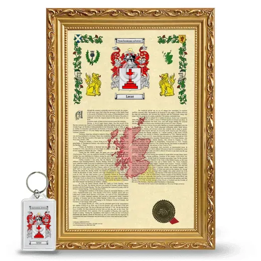 Lecat Framed Armorial History and Keychain - Gold