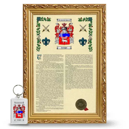Leveque Framed Armorial History and Keychain - Gold