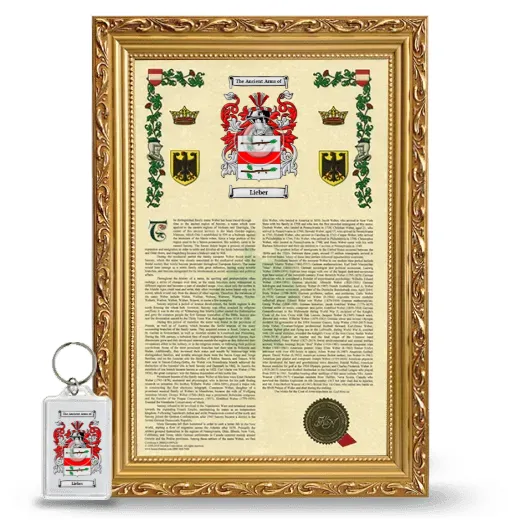Lieber Framed Armorial History and Keychain - Gold