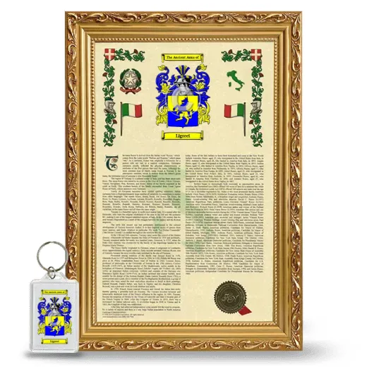 Ligreci Framed Armorial History and Keychain - Gold