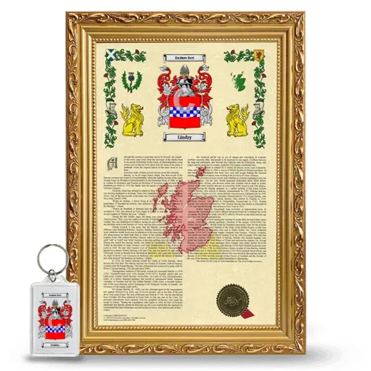Lindzy Framed Armorial History and Keychain - Gold