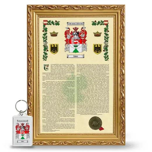 Lines Framed Armorial History and Keychain - Gold