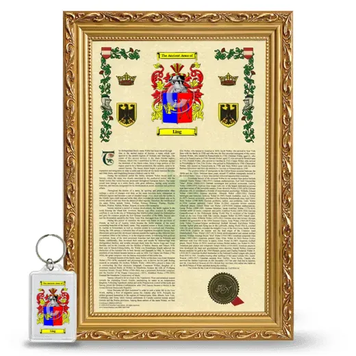 Ling Framed Armorial History and Keychain - Gold