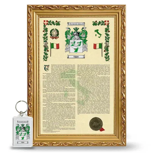 Lippa Framed Armorial History and Keychain - Gold