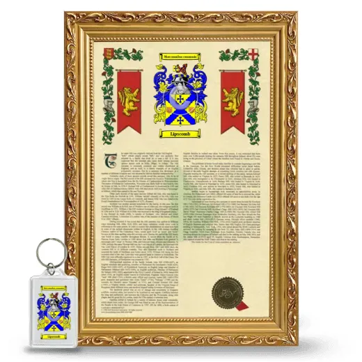Lipscomb Framed Armorial History and Keychain - Gold