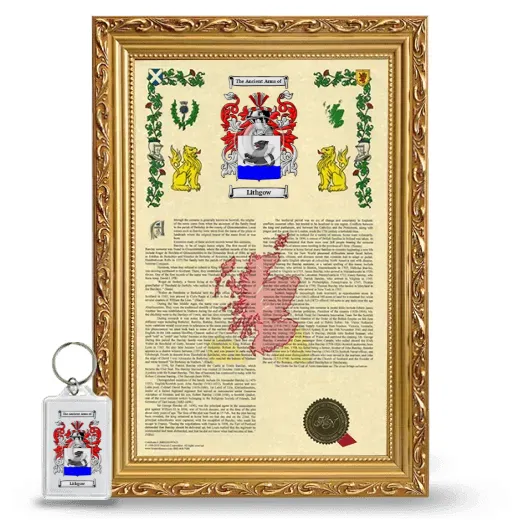 Lithgow Framed Armorial History and Keychain - Gold