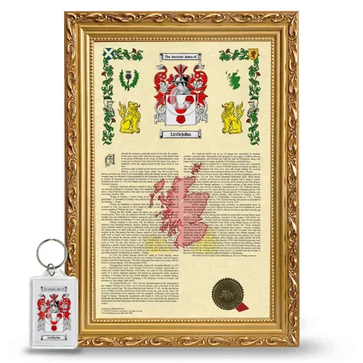 Littlejohn Framed Armorial History and Keychain - Gold