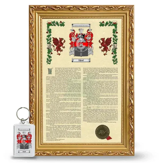 Llyod Framed Armorial History and Keychain - Gold