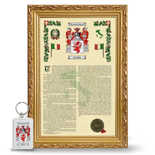 Lo russo Framed Armorial History and Keychain - Gold
