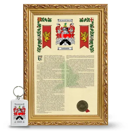 Locksmith Framed Armorial History and Keychain - Gold