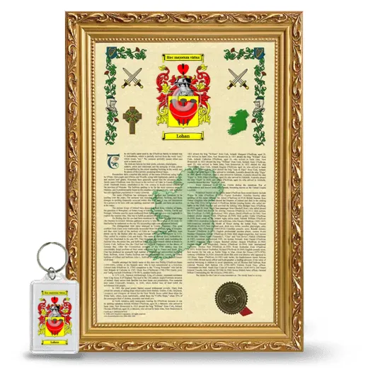 Lohan Framed Armorial History and Keychain - Gold