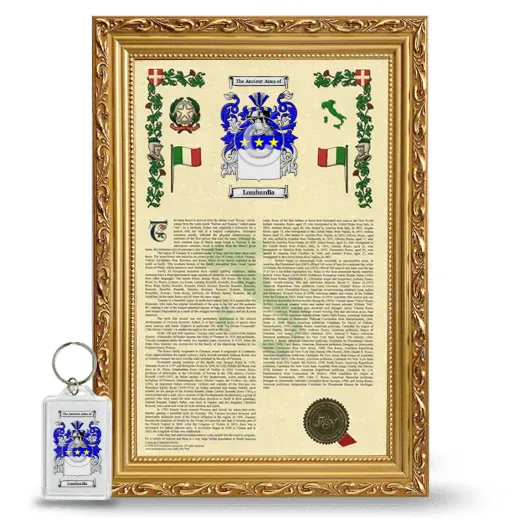 Lombardia Framed Armorial History and Keychain - Gold