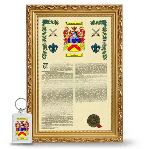 Lombart Framed Armorial History and Keychain - Gold