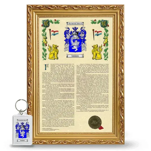 Looman Framed Armorial History and Keychain - Gold