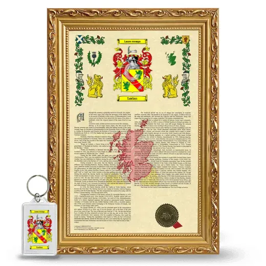 Lorian Framed Armorial History and Keychain - Gold