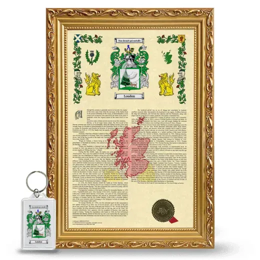 Loudon Framed Armorial History and Keychain - Gold