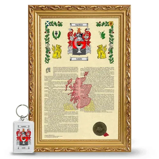 Lourie Framed Armorial History and Keychain - Gold