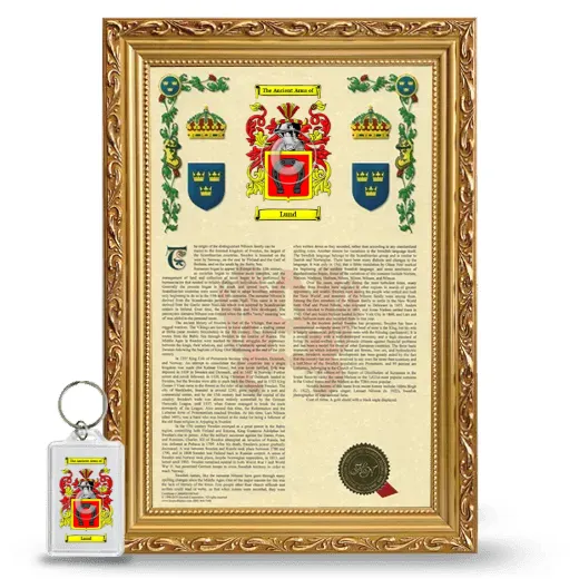 Lund Framed Armorial History and Keychain - Gold