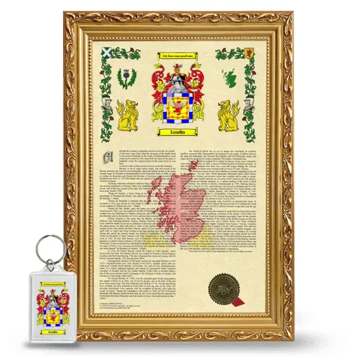 Lundin Framed Armorial History and Keychain - Gold