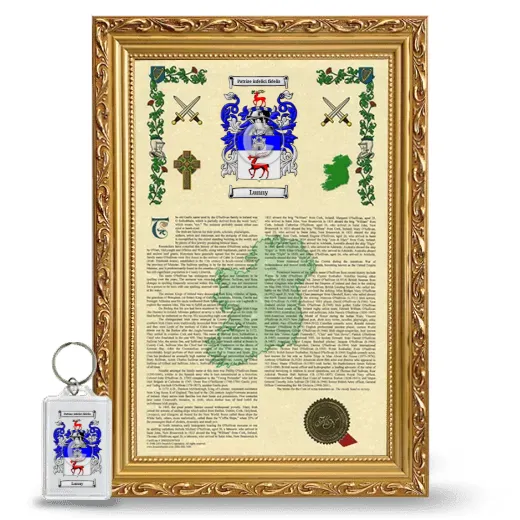 Lunny Framed Armorial History and Keychain - Gold