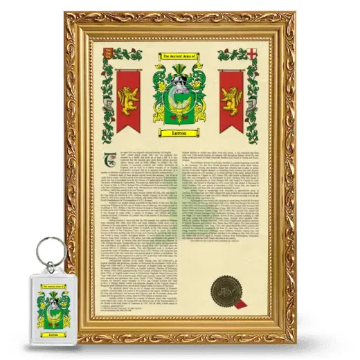 Lutton Framed Armorial History and Keychain - Gold