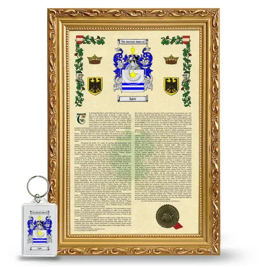 Lyer Framed Armorial History and Keychain - Gold