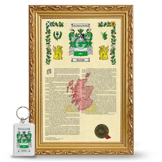 MacCabe Framed Armorial History and Keychain - Gold