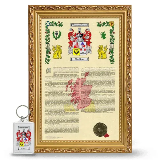 MacClean Framed Armorial History and Keychain - Gold