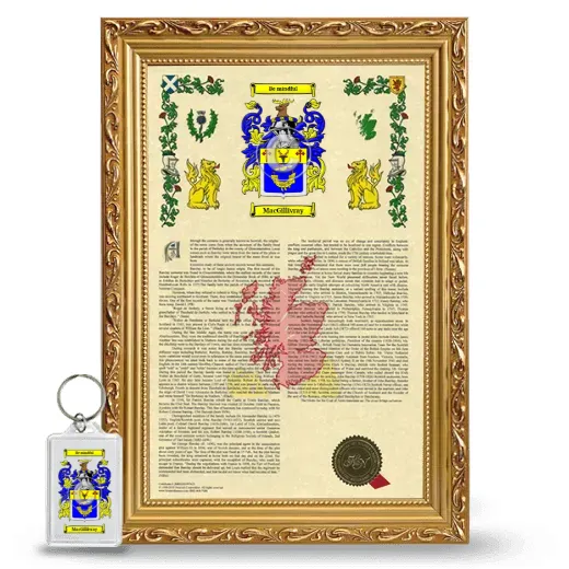 MacGillivray Framed Armorial History and Keychain - Gold