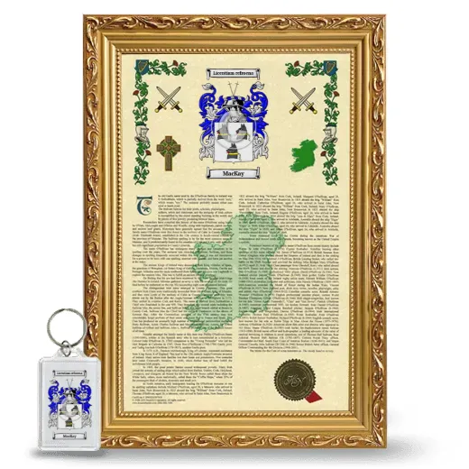 Mackay Framed Armorial History and Keychain - Gold