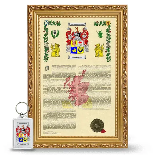 MacKeggie Framed Armorial History and Keychain - Gold