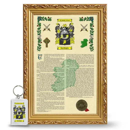 MacKnight Framed Armorial History and Keychain - Gold